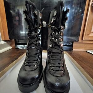 Christian Louboutin Black Macademia 100 Lace-Up Boots...Worn ONCE!